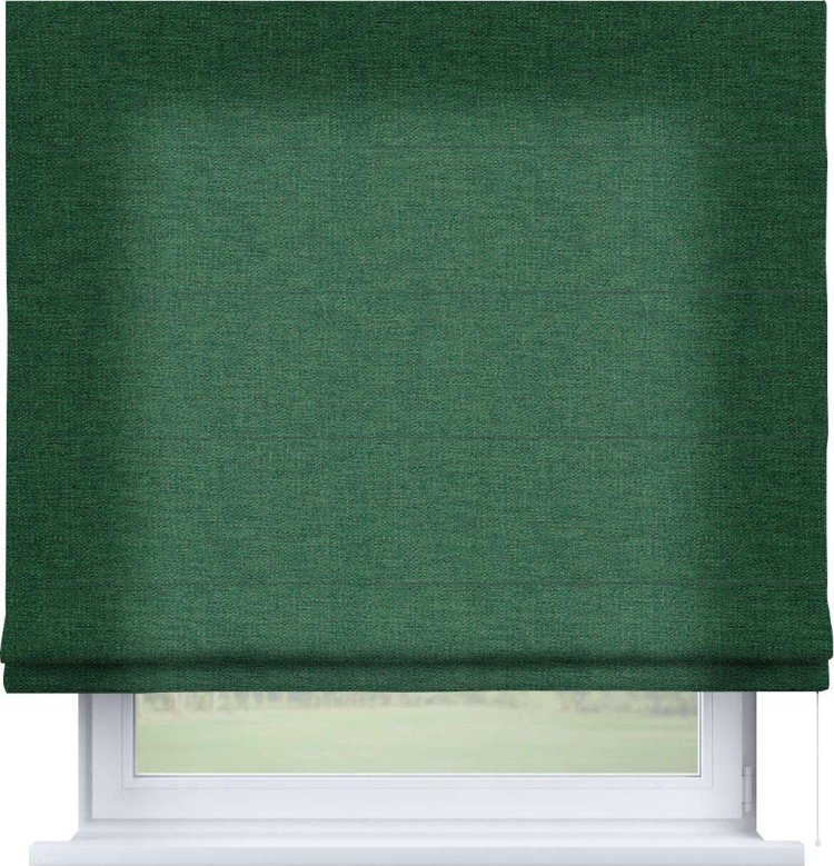 Римская штора «Кортин» для проема, ткань лён серо-зелёный