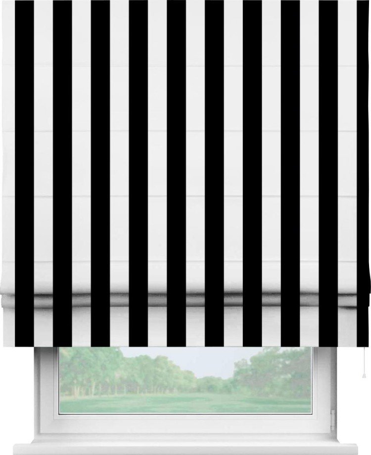 Римская штора «Кортин» для проема «Черное и белое» ширина 40-100 см