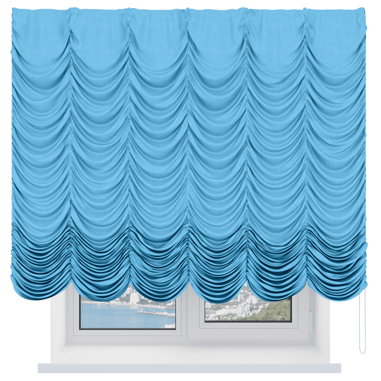 Французская штора «Кортин», вельвет голубой
