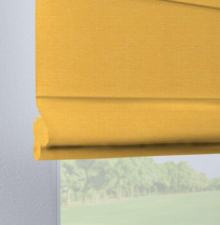 Римская штора на петлях «Кортин», ткань лён желтый