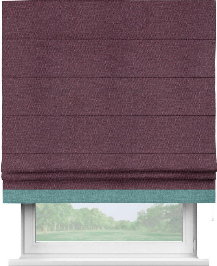 Римская штора «Кортин» с кантом Джестер, для проема, ткань лён фиолетовый